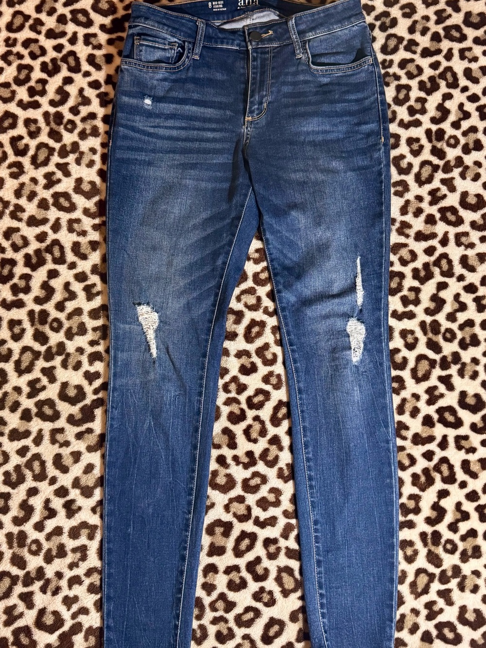 a.n.a Dark Blue Skinny Distressed Jeans